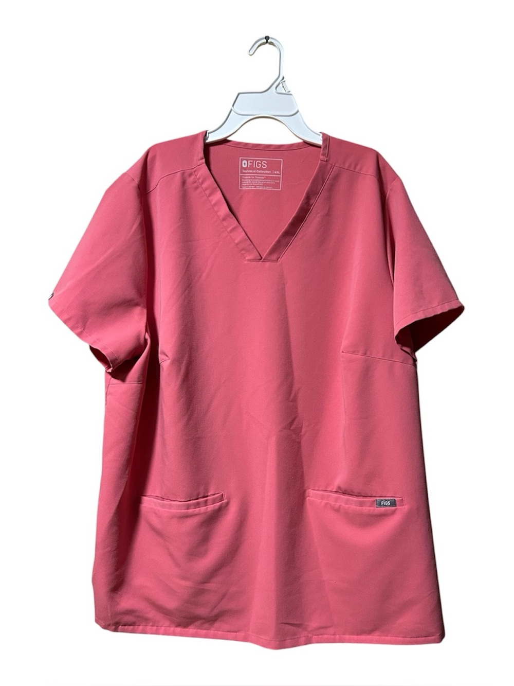 Figs Casma Three-Pocket Scrub Top Pink Plus Size 4XL Medical Dental
